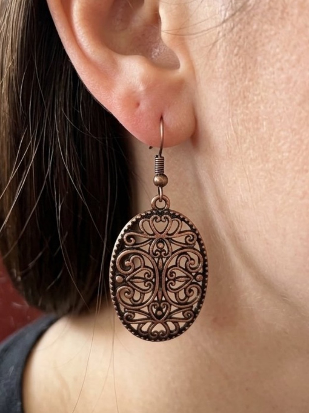 🌟3/$15 🆕 NIP: Paparazzi: Copper-Tone Filigree Oval Drop Earrings